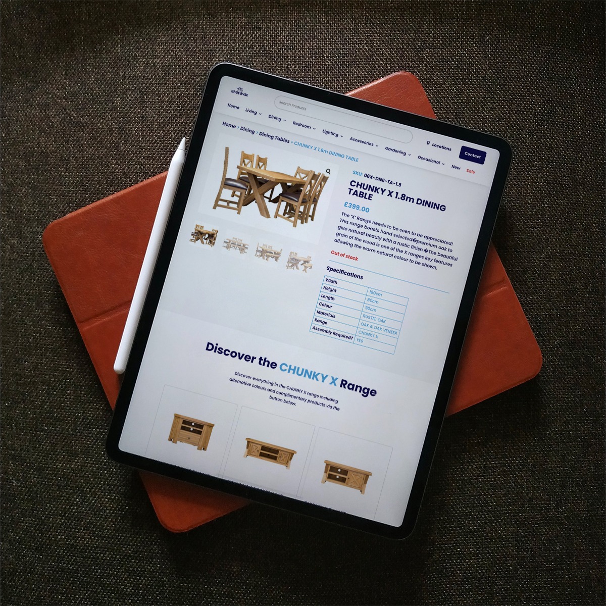 Viewing products on Wyse Byse on a tablet